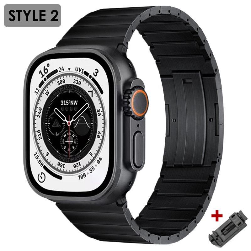 Luxury Titanium Strap For Apple Watch 9 Ultra 2 49mm 45mm 41mm Correa Bracelet For Apple iWatch Series 8 7 SE 6 5 4 se 44mm 42mm