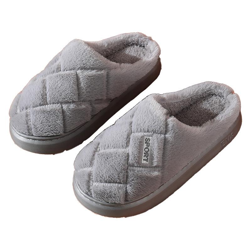 Fashion Winter Unisex Women Men Warm Plush Slippers Couple's Non-slip House Slides Toe Wrap Indoor Bedroom Lovers Home pantuflas mujer