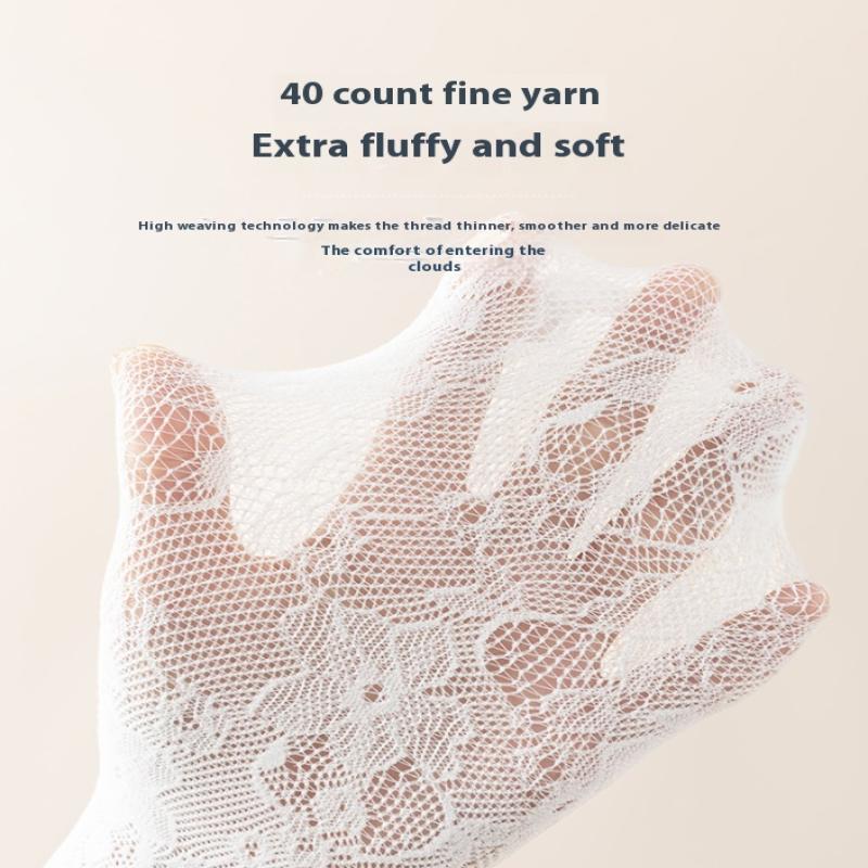 1 Pairs Lace Toe Socks Women Summer Hollow Out Mesh Five Finger Socks High Tube Cotton Socks With With Separate Fingers