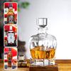 Glass Decanter with Airtight Geometric Stopper - Whiskey Decanter for Wine, Bourbon, Brandy, Liqueur, Juice, Water, and Mouthwash - Italian Lead-Free