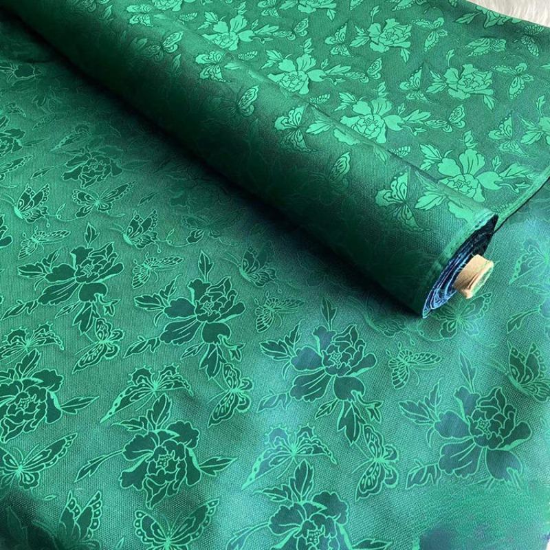 Breathable Mulberry Silk Jacquard Fabric Hollow Flower Luo Silk Fabric for Sewing Traditional Chinese Dress Cheongsam Clothes