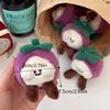 Creative Fruit Mangosteen Plush Keychain Cute Cartoon Stuffed Doll Keyring Bag Pendant Couple Backpack Hanging Decoration