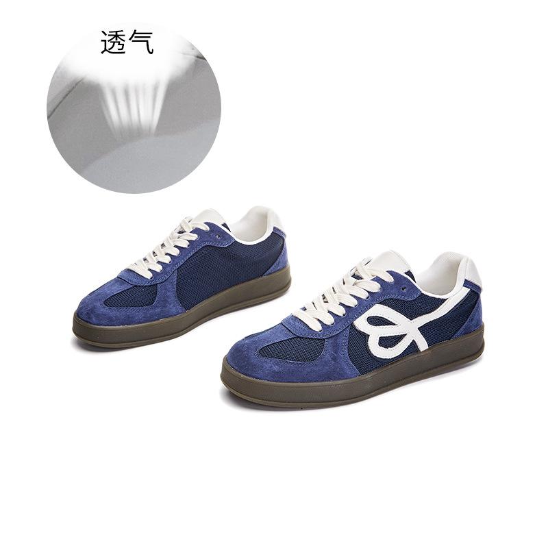 

Leather German training shoes 2025 autumn new thick-soled heightening Forrest Gump shoes casual little white shoes women s versatile sports board shoe 40 синий