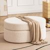 Sherpa Sofa Ottoman Cream Style End-of-Bed Storage Stool Easy-Open Seat Bench Wide Shoe Changing Bench