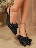 2026 Polka Dot Bow Stiletto Sandals, Pointed Closed-Toe with Back Strap