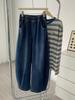 Retro Blue Elastic Waist Wide-Leg Women's Jeans - Spring/Autumn, Loose, Slimming, Lazy Style, Banana Balloon Pants, Korean Fashion.