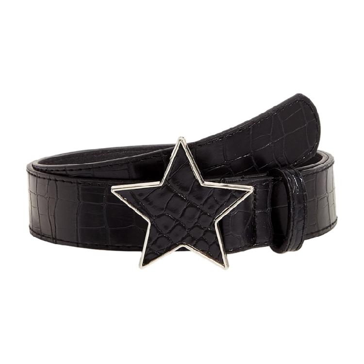 

Trendy Star Clasp Embellished Waist Belt for Fashionistas PU Leather Waist Sash Adjustable Youth Accessory чорний