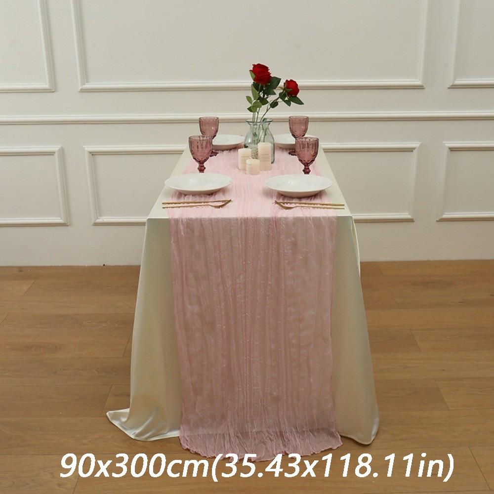 Semi-Sheer Cheese Cloth Table Runner Boho Rustic Elegant Tulle Balinese Pleated Tablecloth DIY Gauze Table Runner