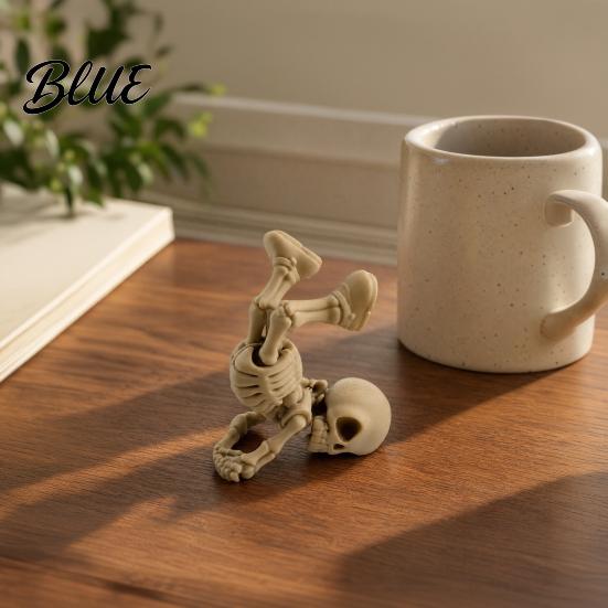 Horror Themed Desk Accessory 3D Printed Inverted Skeleton Figurine Halloween Upside-Down Statue Decor Spooky Decoration for Home Office,