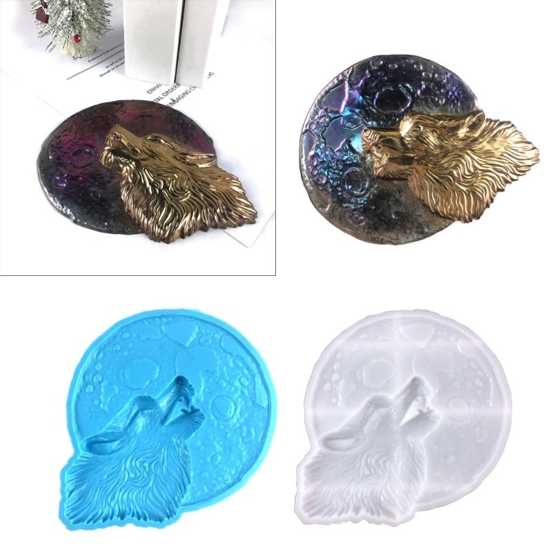 Semi-stereoscopic Wolf-shape Wall Ornaments Drop Glue Mold Diy Wall Pendant Desktop Decoration Epoxy Silicone Mold