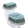 Four Seasons Lace Toilet Cushion Three Piece Flannel Printing Toilet Seat Set with U-shaped Zipper Beauty Toilet Dust Cover