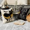 AVOIN colorlife Happy Halloween Boo Black Cat Trick or Treat Throw Pillow Covers, 18 x 18 Inch Spooky Pumpkin Bat Cushion Case for Sofa Couch Set of
