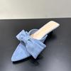 Fashion SUOJIALUN 2025 Summer New Brand Women Slipper Fashion Big Bow-knot Ladies Elegant Slides Thin Low Heel Outdoor Vacation Sandal