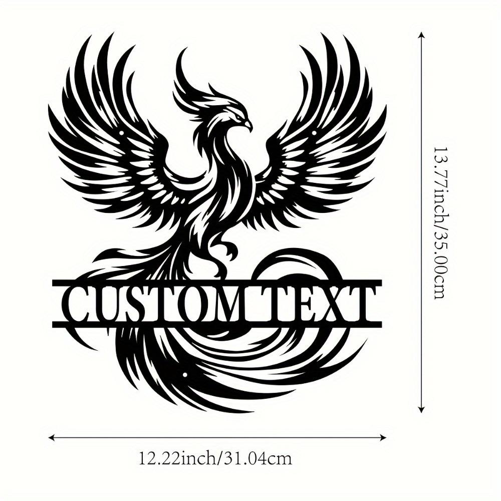 Metal Phoenix Wall Sculpture Custom Family Name Sign Modern Home Decor Indoor Outdoor TYDZ003008
