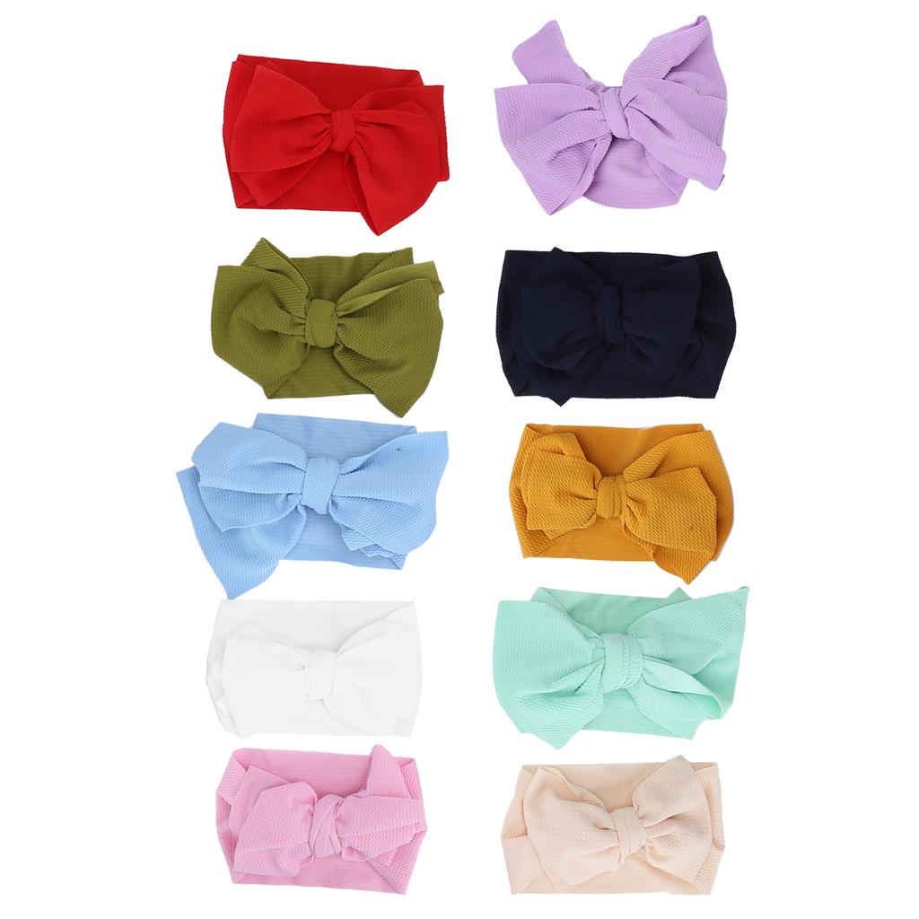 10Pcs Bow Headband Nylon Elastic Head Wrap Hair Band Accessories for Baby Infants Children