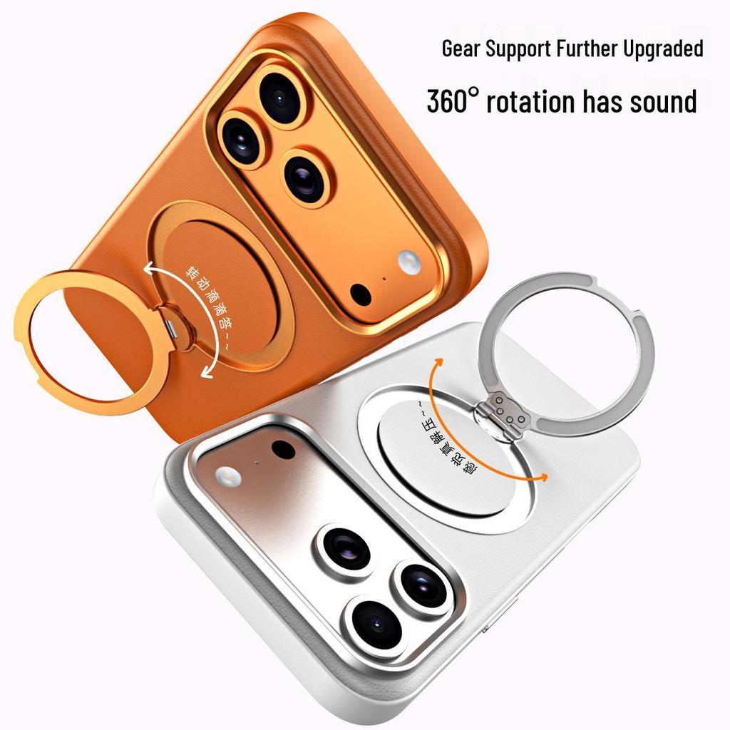 iPhone 17 Leather Case for Apple 16 Pro Max with 360° Magnetic Rotating Stand