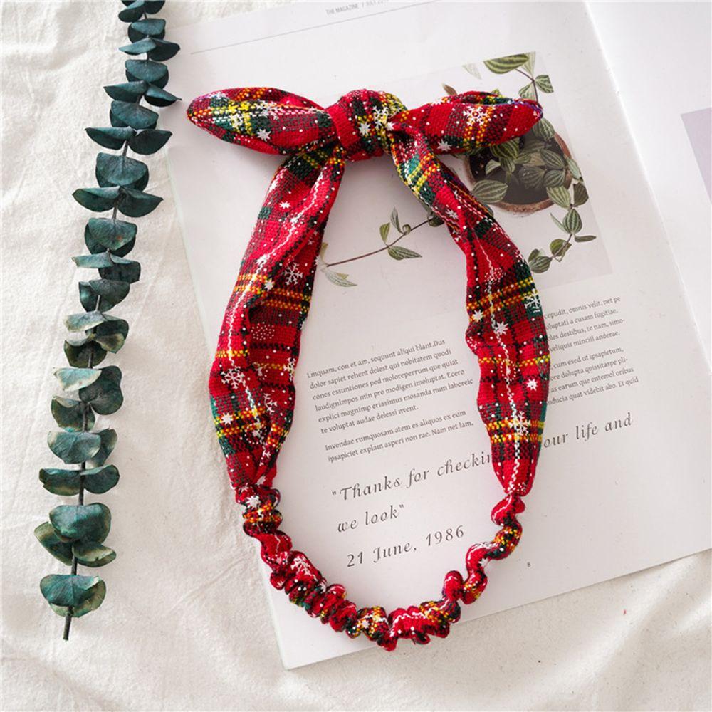 Decorations Girls Ornaments Bowknot Christmas Grid Headband Snowflake Xmas Garland New Year Gift