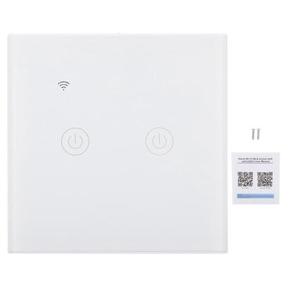 Interrupteur d'éclairage intelligent Panneau tactile ABS Universel pour fil unique Zéro Feu 220‑240VAC Bidirectionnel Wifi