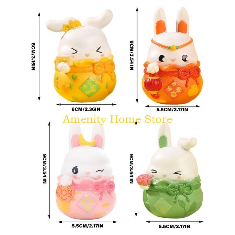 F26C MidAutumn Festival Mini Resins Bunnies, Animal Figures for Home and Garden