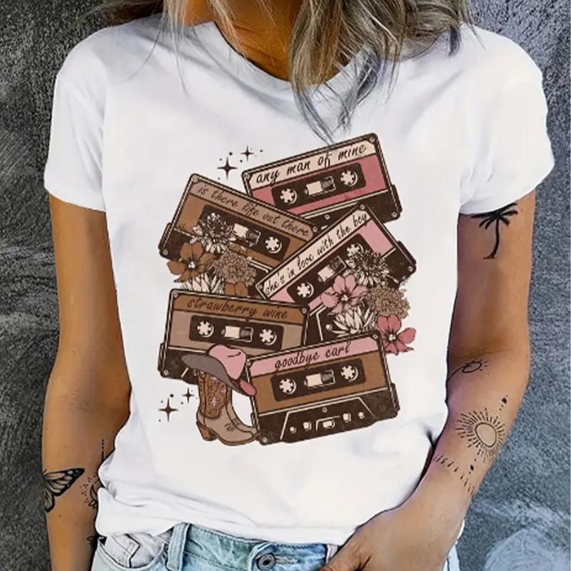 

Модная женская персонализированная футболка с принтом в виде животных и граффити, забавная повседневная футболка с круглым вырезом и короткими рукавами, летняя женская футболка 8XL коричневый