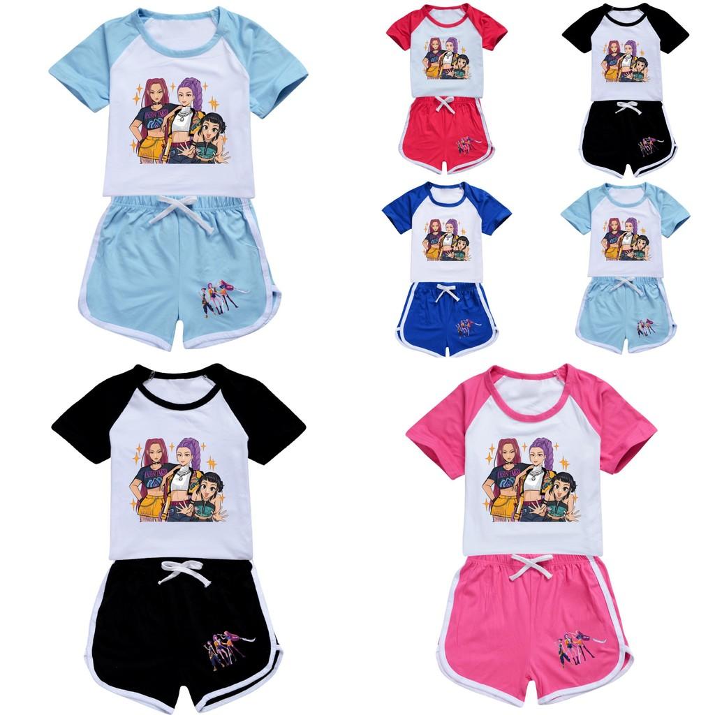 Kpop Demon Hunters Children Summer Short Sleeve Shorts Sport Set With Soft Cotton Fabric For Active Play