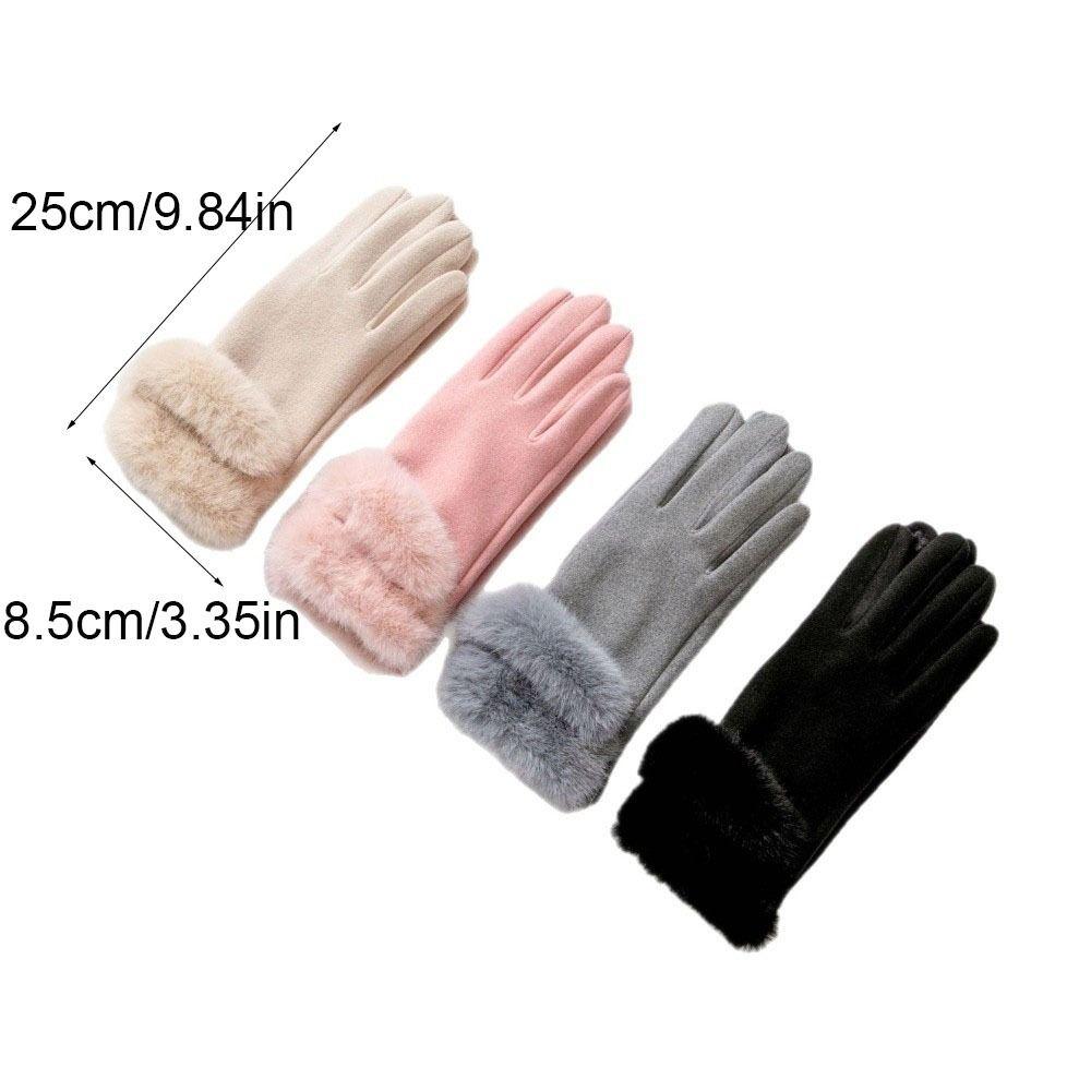 Fashion Solid Color Suede Gloves Windproof Touch Screen Full Fingers Mittens Soft Thicked Women Winter Gloves Sports