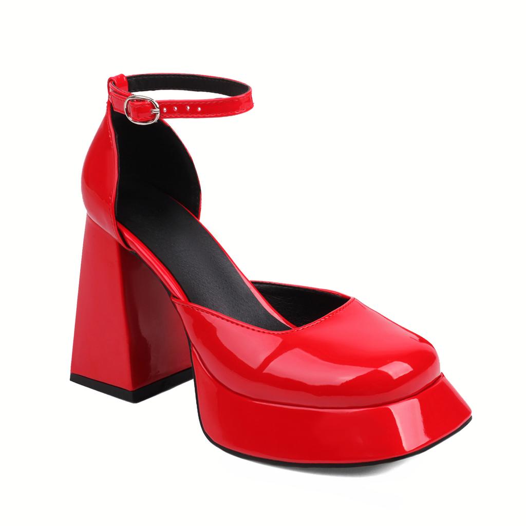 34-48 Estate Punta Tonda Tacco Spesso Tacchi Super Alti Bocca Leggera Piede Sfilata di Moda Taglia Grande Scarpe Singole Donna