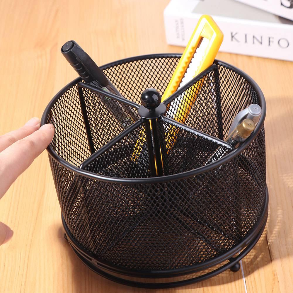 Metal 360° Rotating Mesh Pencil Holder Hollowed-out Pencil Display Rack  Bedroom Decoration