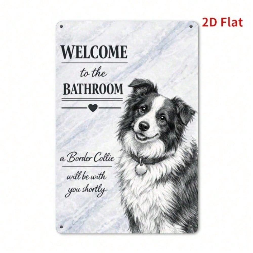 Vintage Sheepdog Welcome Sign Rustic 2D Wall Art Waterproof Hanging Plaque Cute Dog Home Decor