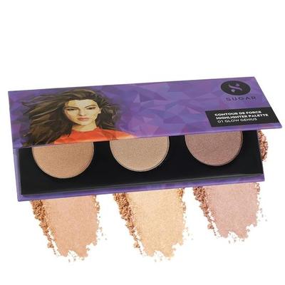 Cosmetics - Contour De Force - Highlighter Palette Set- 01 Glow Genius (Soft Gold, Champagne Gold and Rosey Taupe Highlighter)