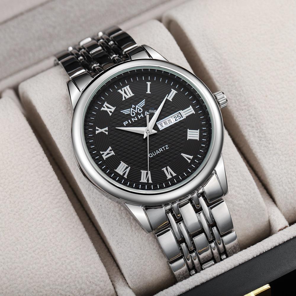 2023 Men s Roman Quartz Wristwatch - Alloy Steel Strap, Non-Mechanical, Business Calendar Bestseller