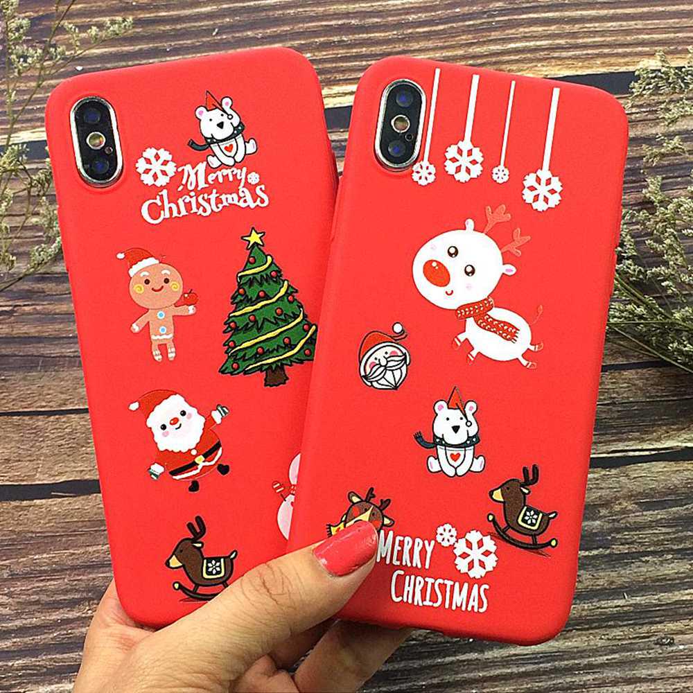 Shockproof Back Cover Christmas Soft TPU Phone Case For iPhone 5s SE 6s 7 8 Plus Xs Max Xr