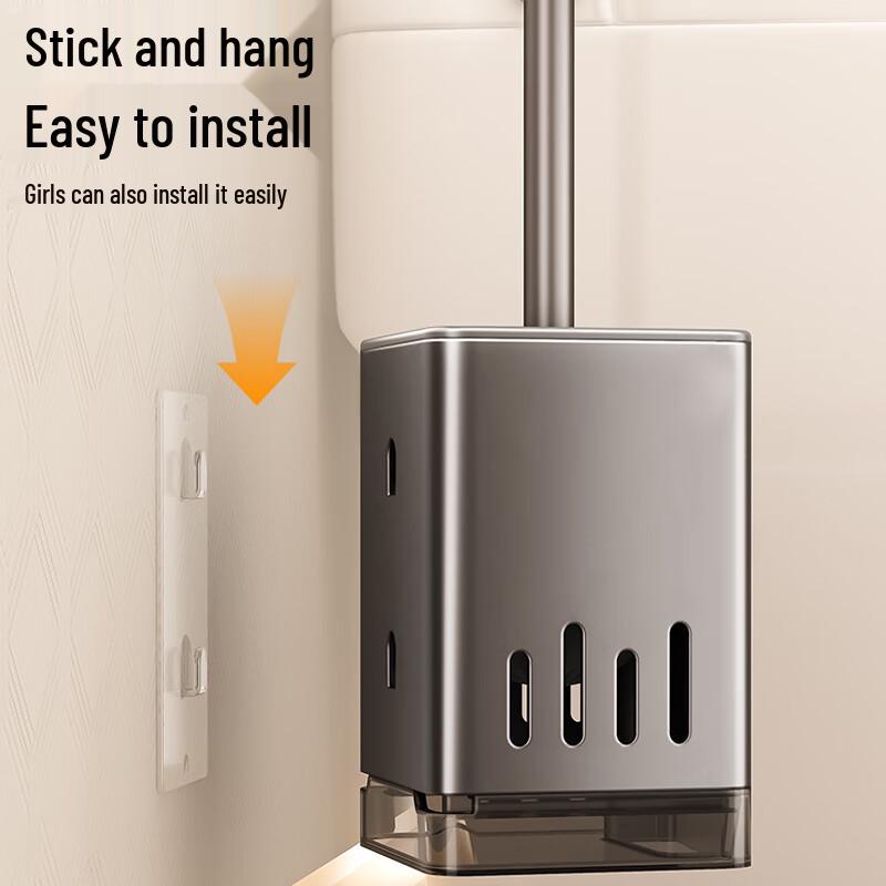Wall-Mounted Toilet Brush Set with Drain Tray & Holder