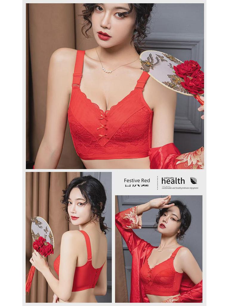 Duży Czerwony Regulowany Biustonosz Pełnokielichkowy dla Kobiet Plus Size z Wieloguzikowym Designem