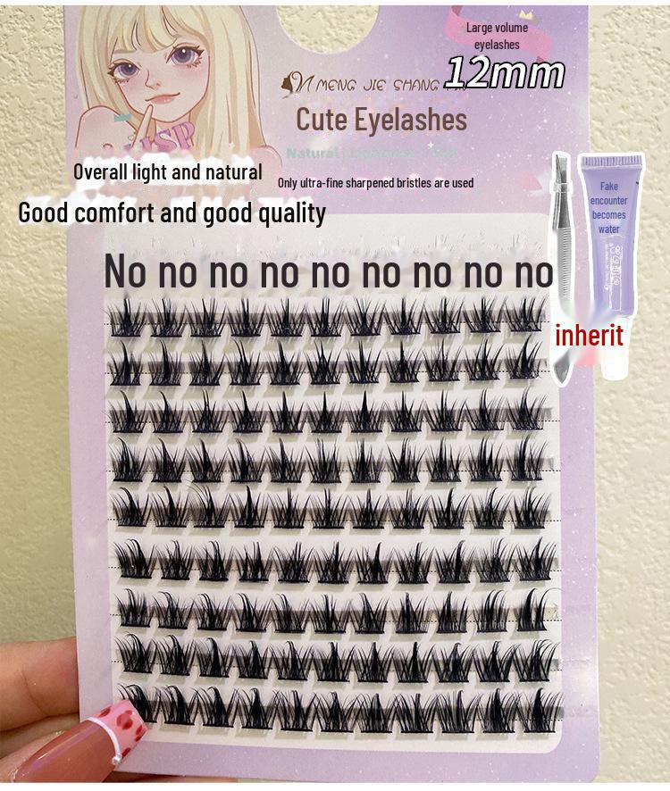 Mengji Shangpin Natural Thick Faux Wild Devil Eyelashes - 10 Rows for Women, Photogenic Cartoon Style