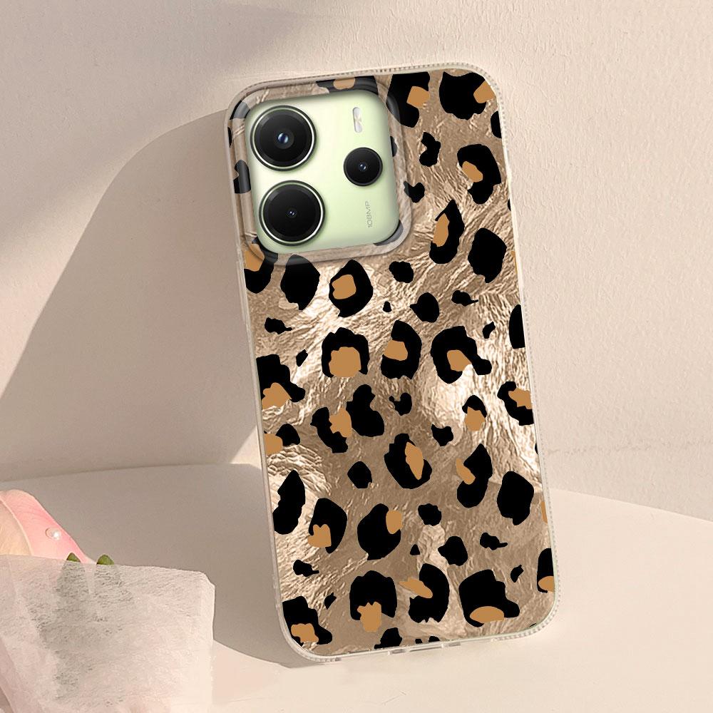 Korean Pink Leopard Women Phone Case for Xiaomi Redmi Note 15 14 13 12 11 11S 10 10S 8 9 Pro 15C 9C 13C 14C A3 11S 9C A1 Cover