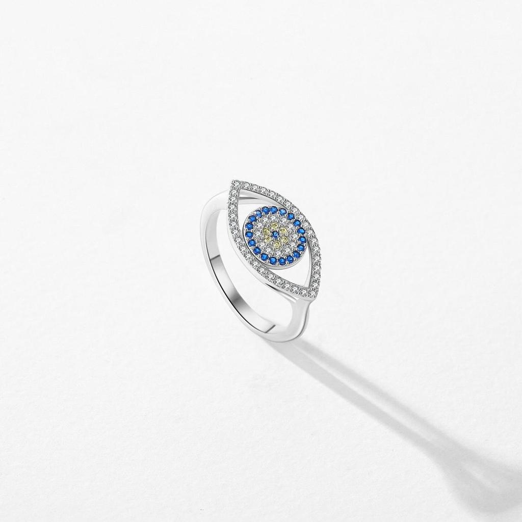 MODIAN 925 Sterling Silver Dazzling Clear Cubic Zirconia Ring Light Yellow Blue Eyes Finger Ring For Women Fine Jewelry Gifts