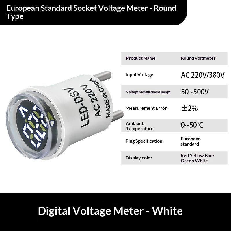 LED Digital AC Voltmeter Indicator High Precision EU Plug 50-500V Voltage Tester for Home Circuit Inspection