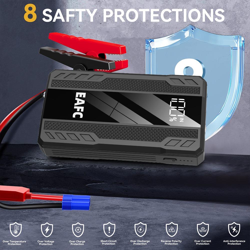 EAFC MultiFunction Portable Car Jump Starter - Fast Charging, 12V Car Jump Starter Battery Charger with Lighting