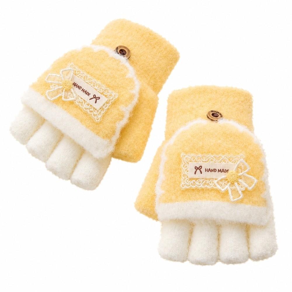 Soft Warm Kids Gloves Plush Writing Gloves Gifts Half Finger Mitten  for Girls Boys