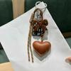 Acrylic Chocolate Ornament Heart Leather Keychain Bag Braided Cord Bow Design Backpack Pendant Tassel Love Heart Lanyard