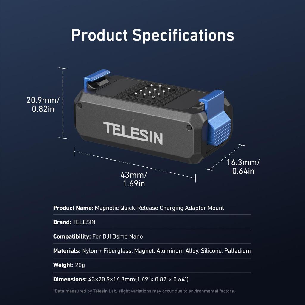 TELESIN Magnetic Qucik Release Two Claw Charging Adapter Mount For DJI OSMO Nano Accessories Dual Claw Interface