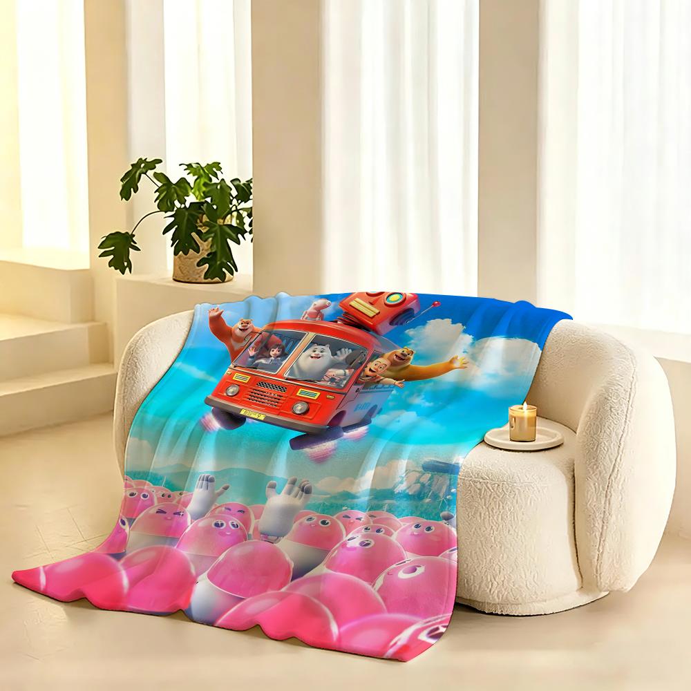 Boonie Bears Cartoon Throw 240g flannel blanket, suitable for sofas, beds, offices, exquisite gift blankets