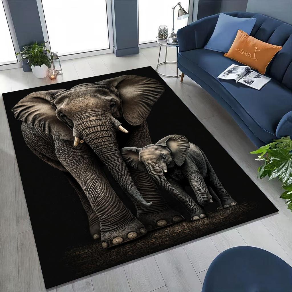 27 Stil Weisheit Elefant Cartoon Teppich für Schlafzimmer Wohnzimmer Sofa Zuhause Fußmatte Dekor,Große Kinder Spiel Anti-Rutsch Bodenmatte Geschenk