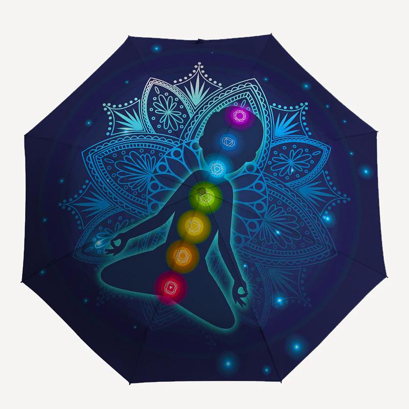 Chakra Meditation Umbrella, Portable 3-Fold Compact Umbrella,Christmas Gift ES436