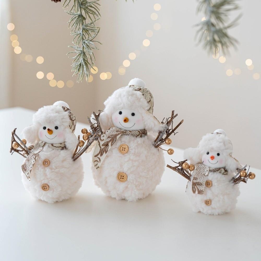 Round Hat Christmas Snowman Ornaments Knitted Snowman Statue Cute Xmas Decoration  Festivals