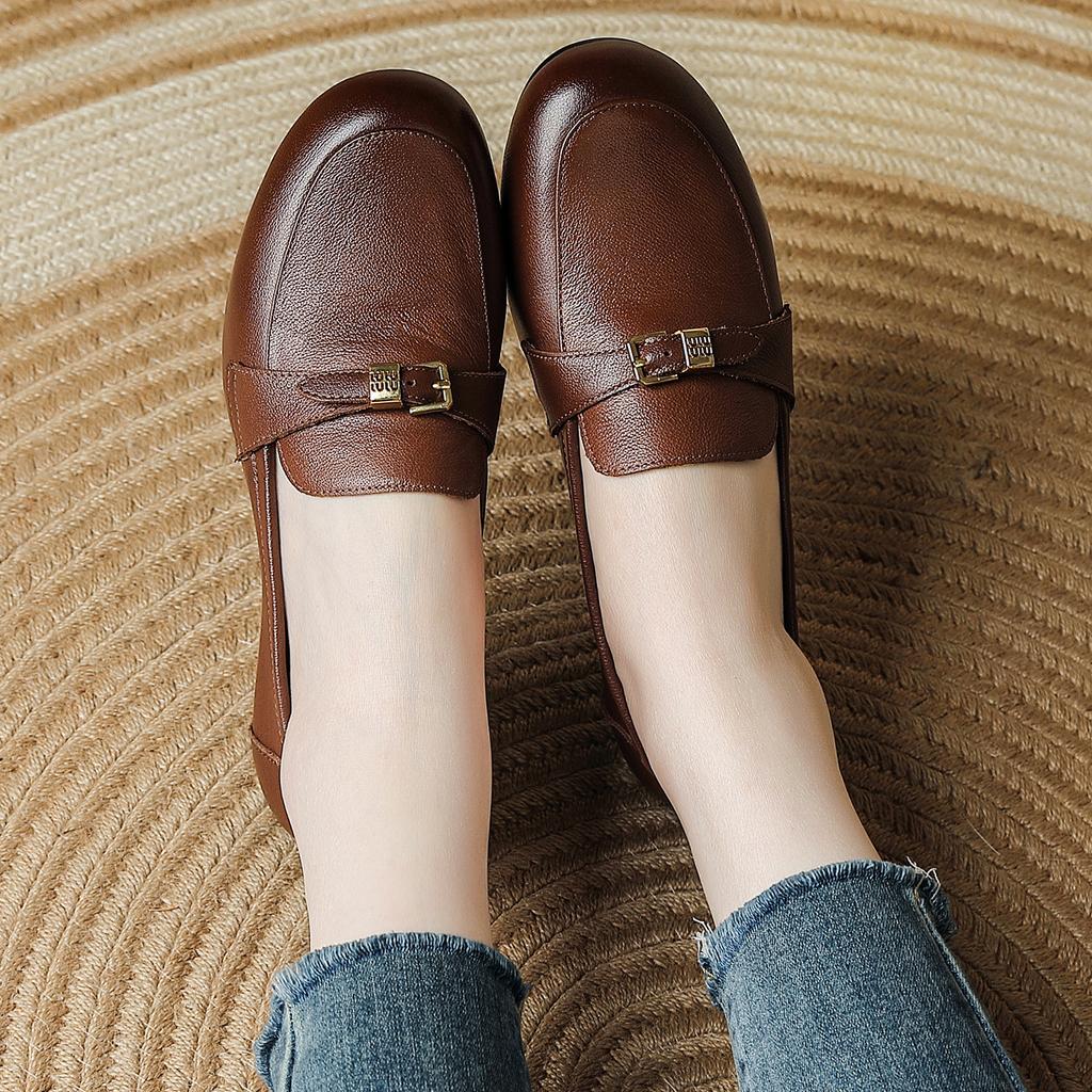 The first layer of cowhide spring new retro British style loafer small leather shoes versatile single shoes low heel leather temperament women's shoes