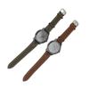 Men Quartz Watch Round Large Dial PU Leather Strap Retro Wristwatch for Daily Life Sports Business P