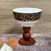 Bohemian French Retro Ceramic Dessert Bowl with Wooden Stem.