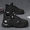Rotating button cuff Martin boots autumn and winter new leather high-top flat-high casual sports men's boots